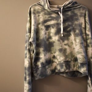 Grey and White Tie-Dye Hoodie